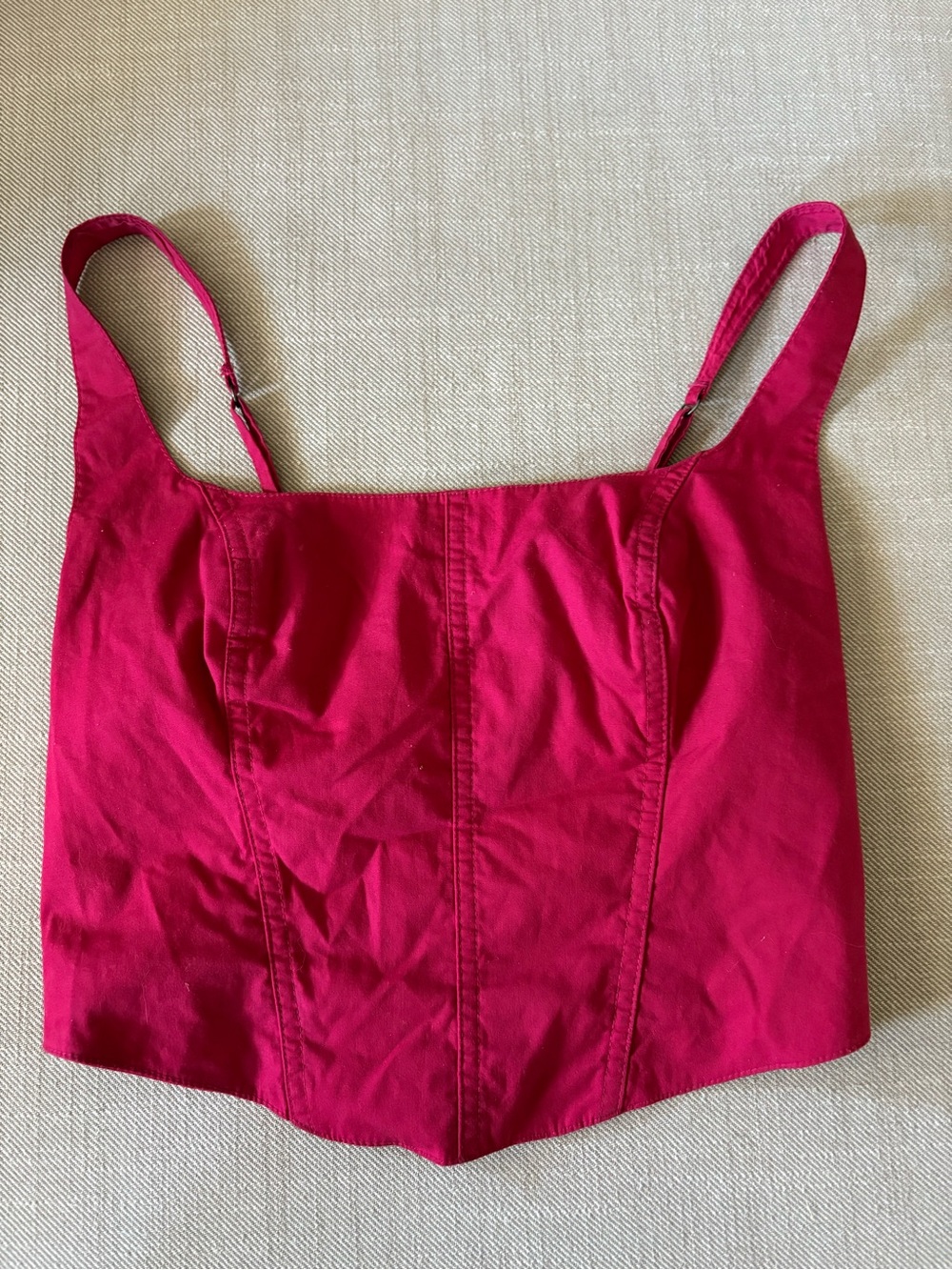 Abercrombie & Fitch Crop Tank Top Pink Corset Square Neck Sleeveless Smocked S